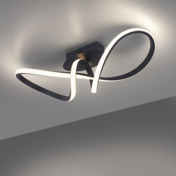 Lampe de plafonnier LED à intensité variable Métal noir 3000 K blanc chaud