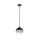 Lampe à suspendre Abat-jour en verre Gris fumé Noir E27 Ø19 cm rond