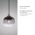 Lampe à suspendre Abat-jour en verre Gris fumé Noir E27 Ø19 cm rond