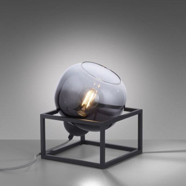 Lampe de table Abat-jour en verre Gris fumé Noir E27 23 cm petit