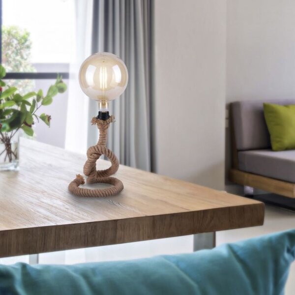 Lampe de table vintage E27 jusquà 15 W 33 cm corde tau