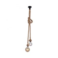 Suspension vintage E27 2 flammes &Oslash;10 cm corde tau