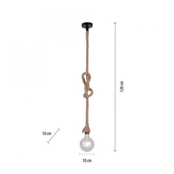 Suspension vintage E27 jusquà 15 W Ø10 cm rond corde tau