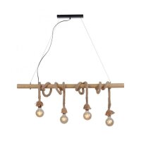 Suspension vintage poutre en bois corde E27 100 cm