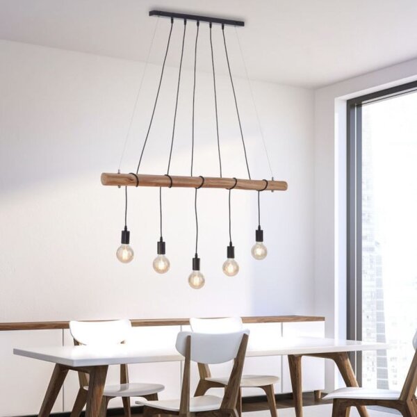 Suspension allongée en bois 110 cm E27 Scandinave