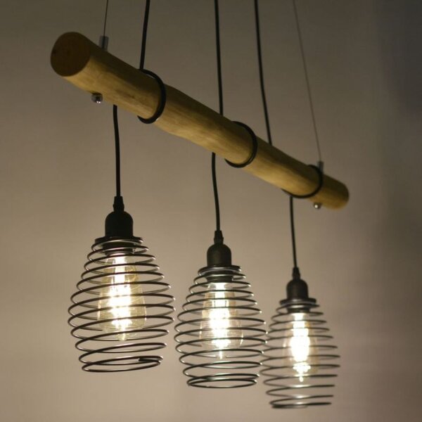 Suspensions E27 90 cm Noir Naturel Vintage