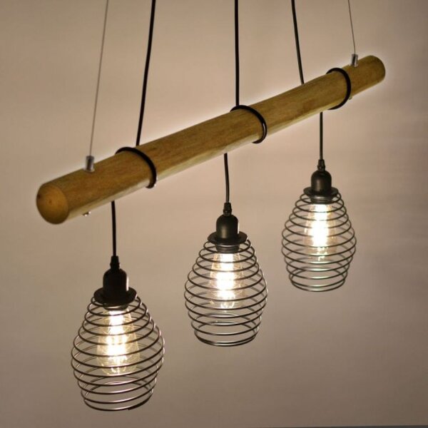 Suspensions E27 90 cm Noir Naturel Vintage