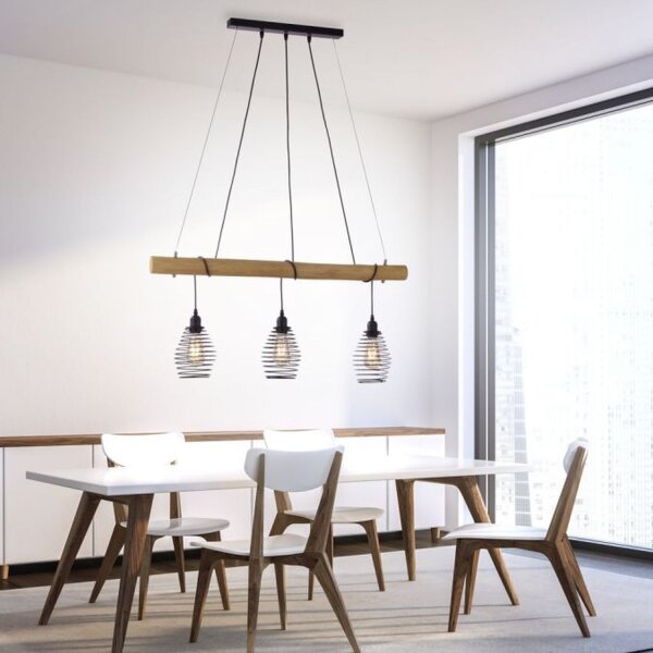 Suspensions E27 90 cm Noir Naturel Vintage