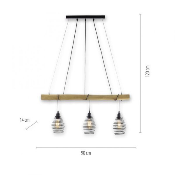 Suspensions E27 90 cm Noir Naturel Vintage