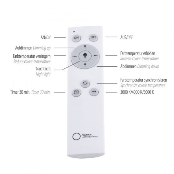 Plafonnier LED Blanc Variateur 20 W Télécommande