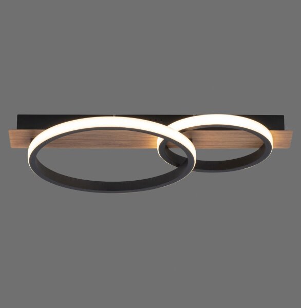 Lampe de plafonnier LED Bois Métal Naturel Noir 53 cm 3200 lm