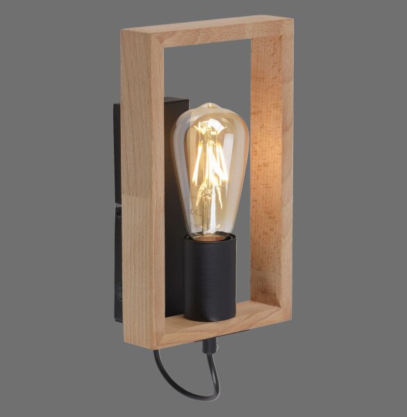Applique avec interrupteur Bois Métal H:25 cm E27 Rétro