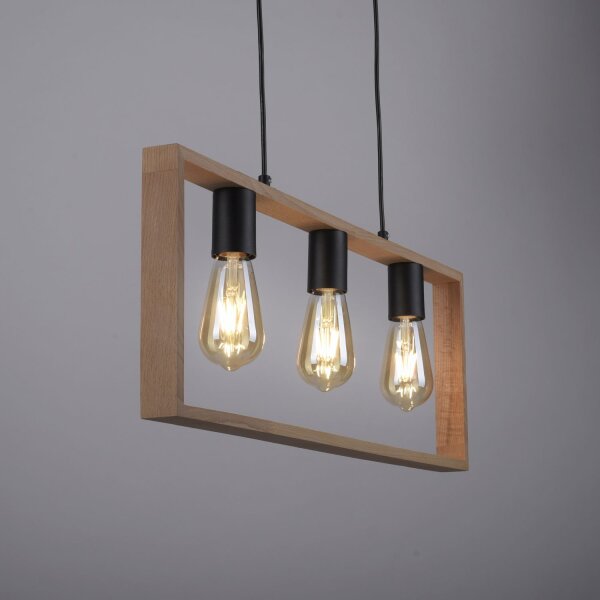 Lampe à suspendre naturelle Rétro Bois Métal L:69 cm 3-flmg