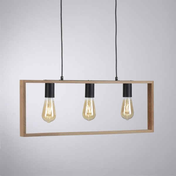 Lampe à suspendre naturelle Rétro Bois Métal L:69 cm 3-flmg
