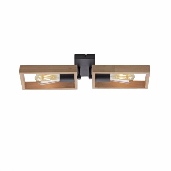 Lampe de plafonnier naturelle Rétro Bois Métal L:57 cm E27