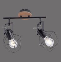 Spot de plafond flexible bois métal noir E27 Vintage