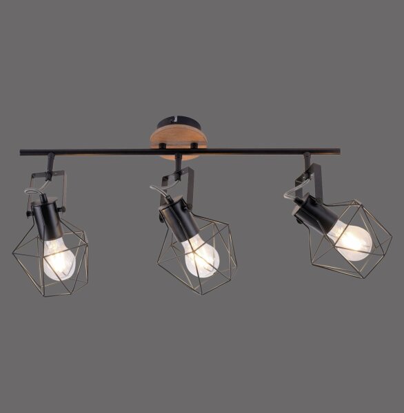 Spot de plafond réglable bois métal 83 cm E27 Vintage