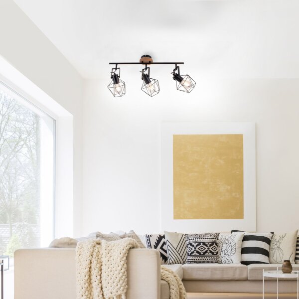 Spot de plafond réglable bois métal 83 cm E27 Vintage