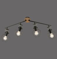 Spot mobile de plafond bois métal 110 cm E27 Vintage