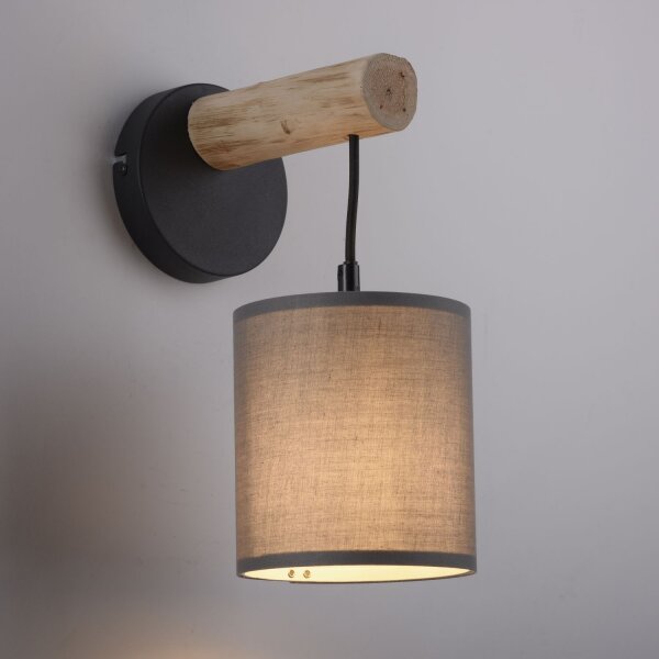 Applique confortable Abat-jour en tissu Bois H:29,5 cm E27