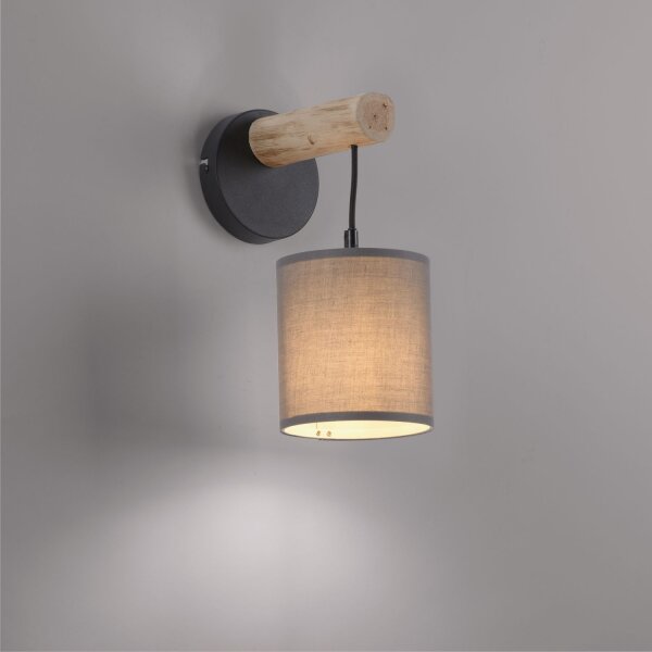 Applique confortable Abat-jour en tissu Bois H:29,5 cm E27