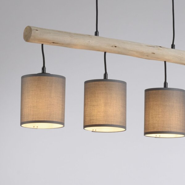 Lampe à suspendre pauvre en fleurs, poutre en bois, tissu 82,5 cm de long