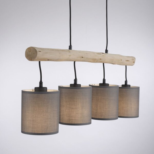Lampe à suspendre pauvre en fleurs, poutre en bois, tissu 82,5 cm de long