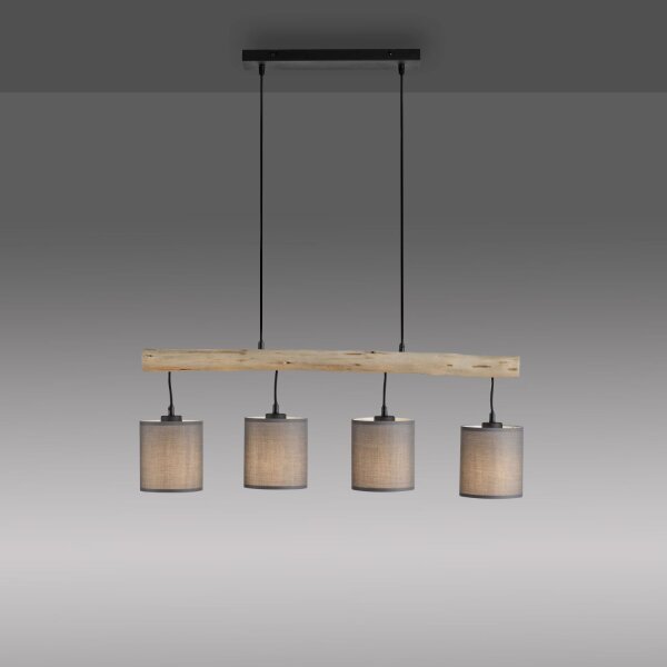 Lampe à suspendre pauvre en fleurs, poutre en bois, tissu 82,5 cm de long