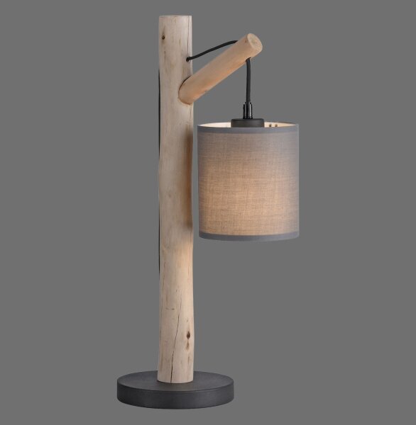 Lampe de table confortable Abat-jour en tissu Bois H:52,5 cm