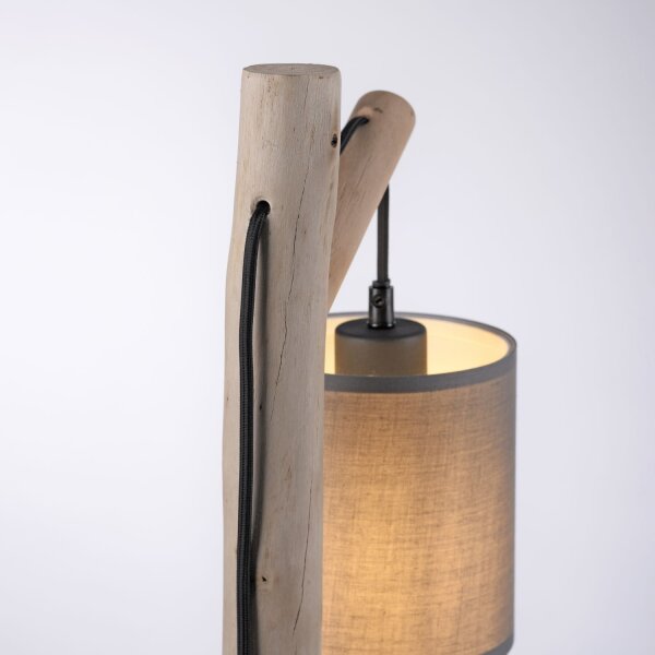 Lampe de table confortable Abat-jour en tissu Bois H:52,5 cm