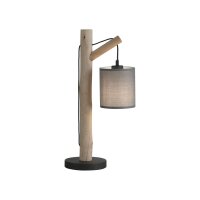 Lampe de table confortable Abat-jour en tissu Bois H:52,5 cm
