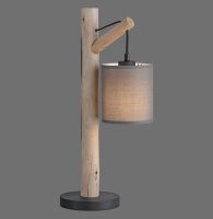 Lampe de table confortable Abat-jour en tissu Bois H:52,5 cm