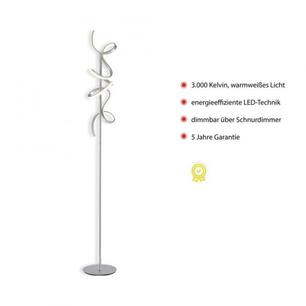 Lampadaire LED à intensité variable en métal 156 cm 3000 K en argent