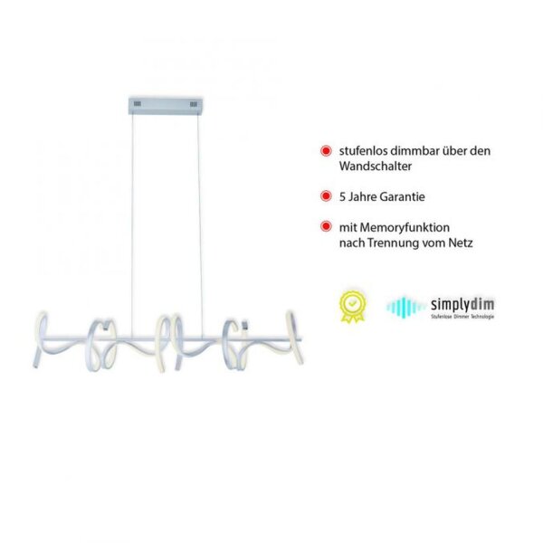 Suspension LED dimmable blanc 10 W 1330 lm L:99 cm