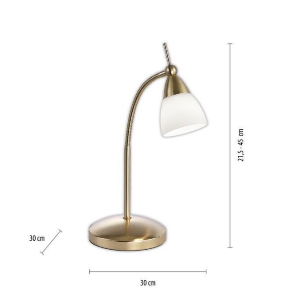 Lampe de table LED flexible en laiton verre 3 W dimmable