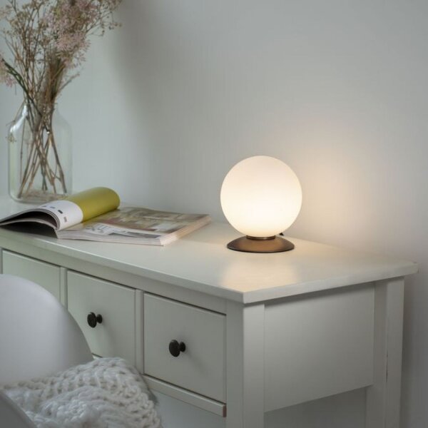 Lampe de table LED en laiton vieilli Boule en verre 3 W intensité lumineuse variable