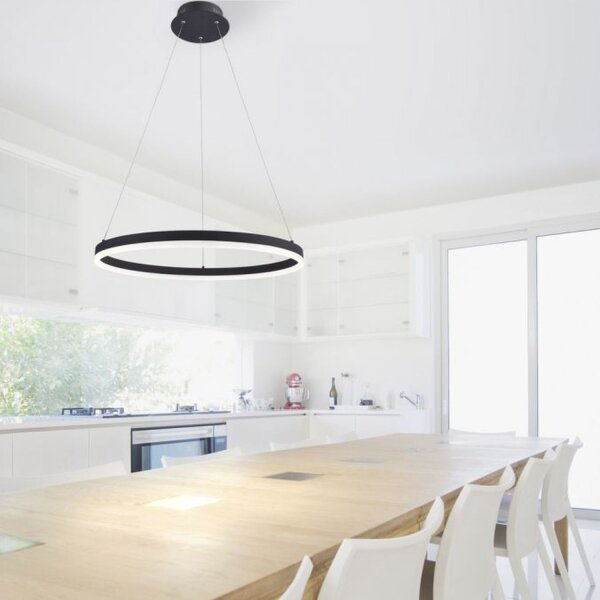 Suspension LED Anthracite dimmable 3000 K Ø60 cm Anneau