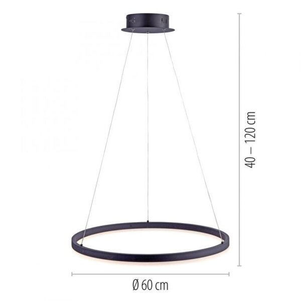 Suspension LED Anthracite dimmable 3000 K Ø60 cm Anneau