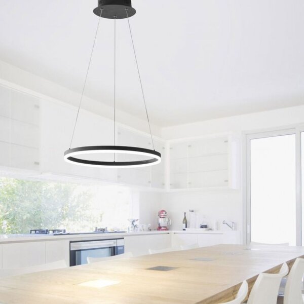 Lampe LED suspendue anthracite blanc chaud 3000 K Ø40 cm Anneau
