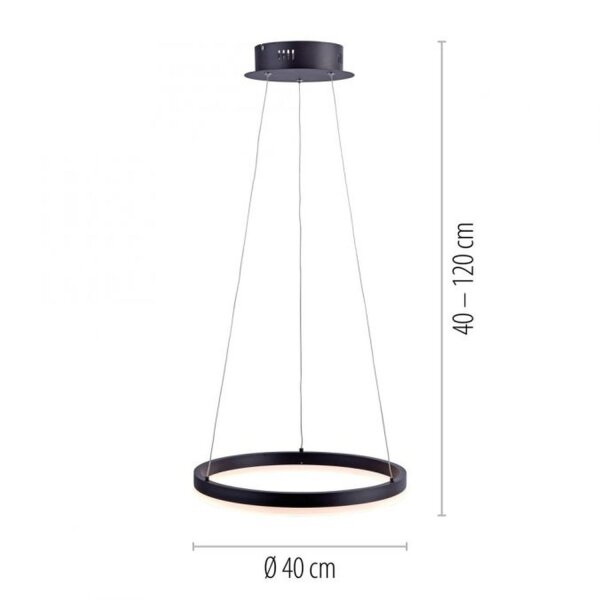 Lampe LED suspendue anthracite blanc chaud 3000 K Ø40 cm Anneau