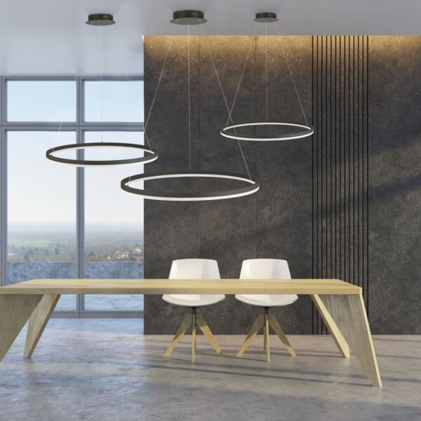 Suspension LED Anthracite dimmable 3000 K Ø80 cm Anneau