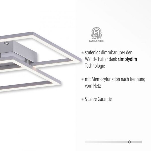 Lampe de plafonnier LED à intensité variable L:53 cm Memory 24 W en acier