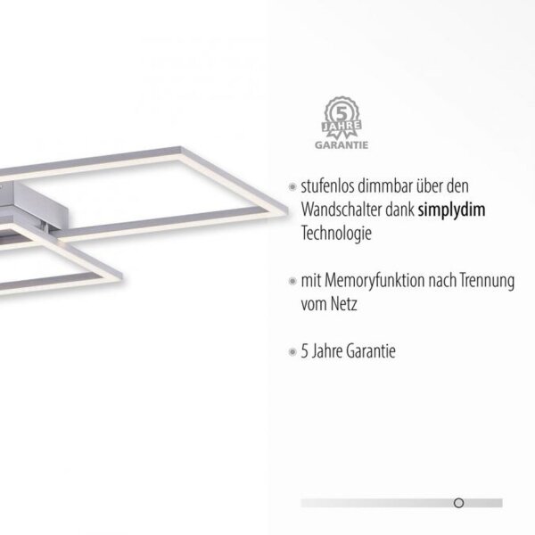 Lampe de plafonnier LED à intensité variable L:83 cm Memory 30 W en acier