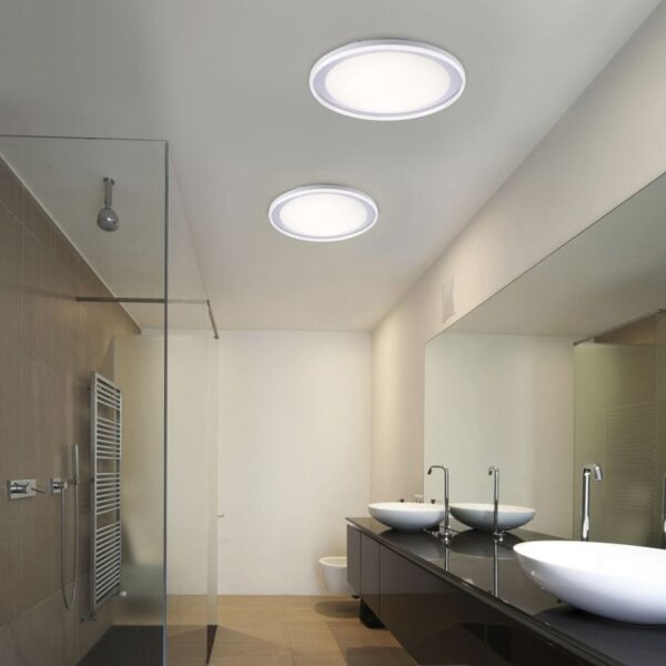Plafonnier LED à faible éblouissement IP44 28 W L:45 cm en chrome