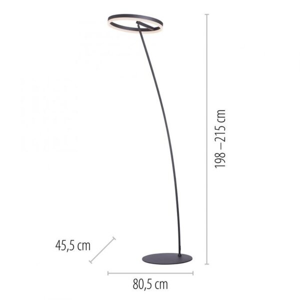 Lampadaire LED anthracite dimmable blanc chaud 20 W 215 cm