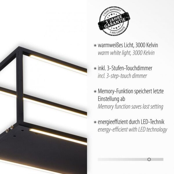 Lampe LED noire à intensité variable Touch 105 cm Mémoire