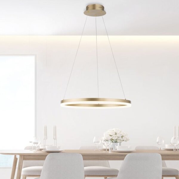 Suspension LED en laiton dimmable 3000 K Ø60 cm Anneau