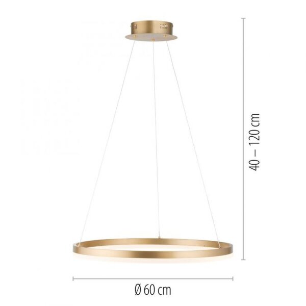 Suspension LED en laiton dimmable 3000 K Ø60 cm Anneau
