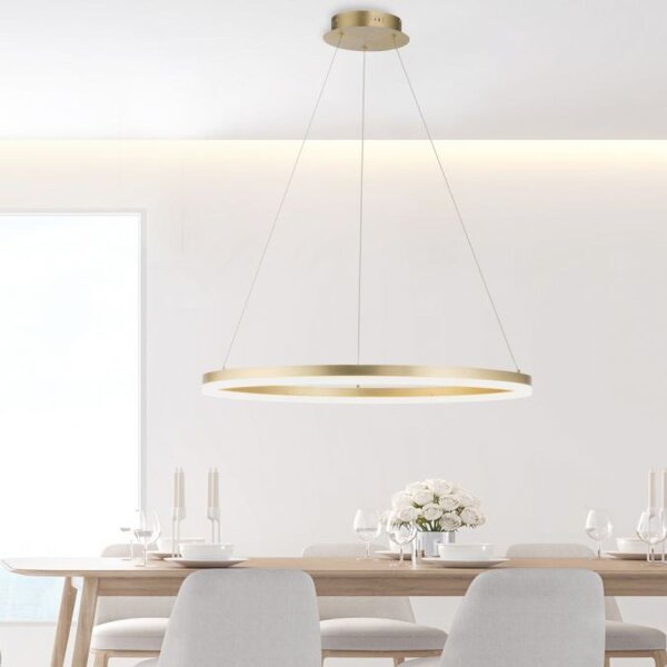 Suspension LED en laiton dimmable 3000 K Ø80 cm Anneau