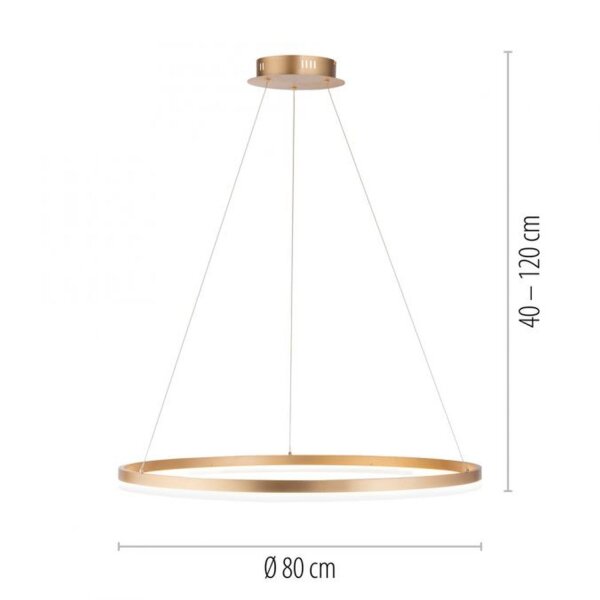 Suspension LED en laiton dimmable 3000 K Ø80 cm Anneau